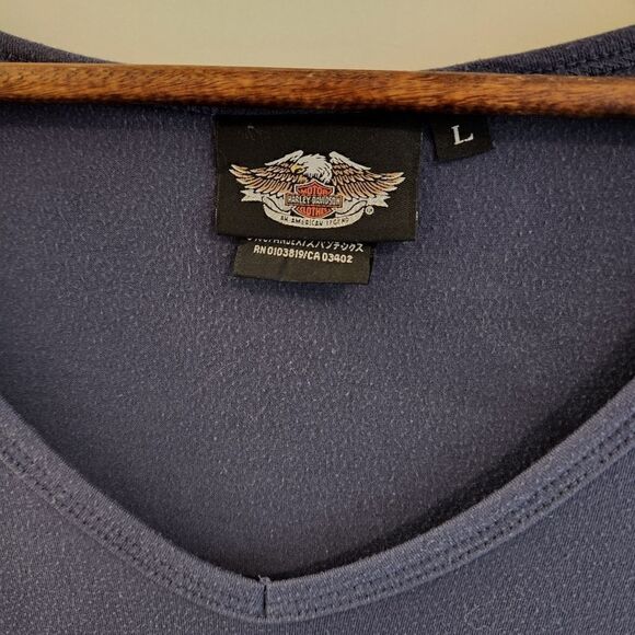 Harley Davidson Blue Rhinestone T-Shirt Size Large - Picture 3 of 4